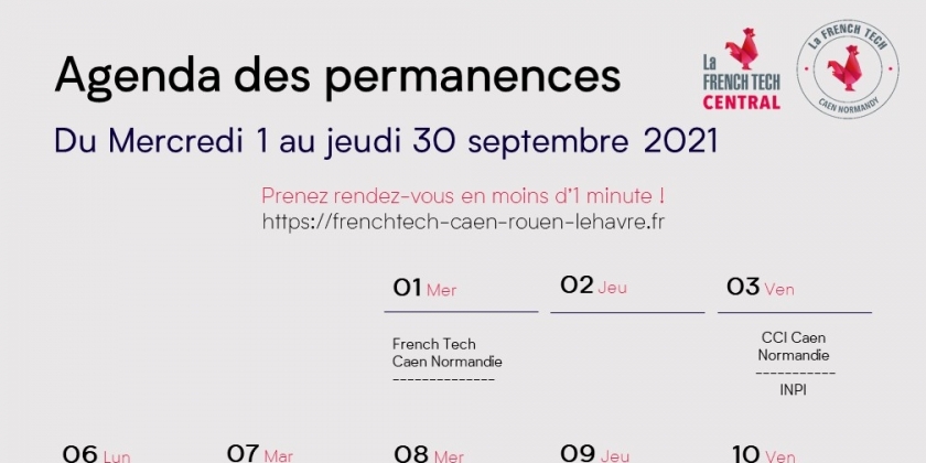 PERMANENCES SEPTEMBRE - GUICHET FRENCH TECH CENTRAL CAEN